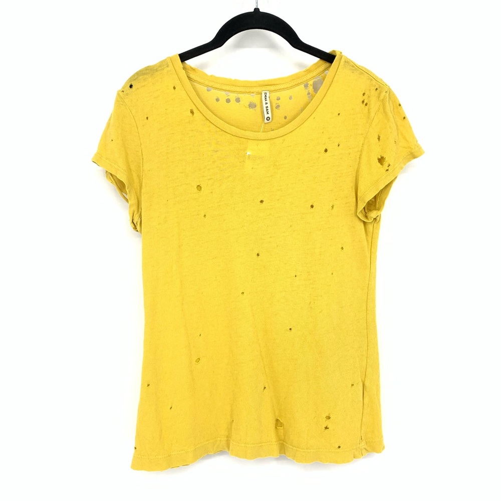 LF Emma & Sam Yellow Distressed Tee Shirt